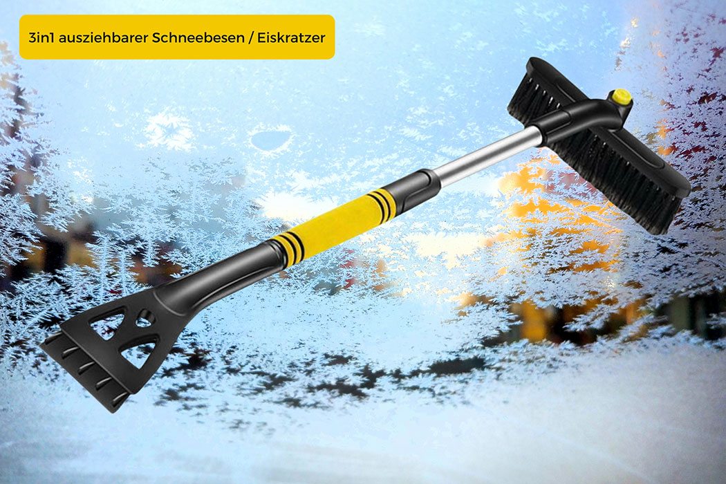 Schneebesen Eiskratzer Teleskop Schnee Bürste 58-86cm Auto Besen mit  Gummilippe