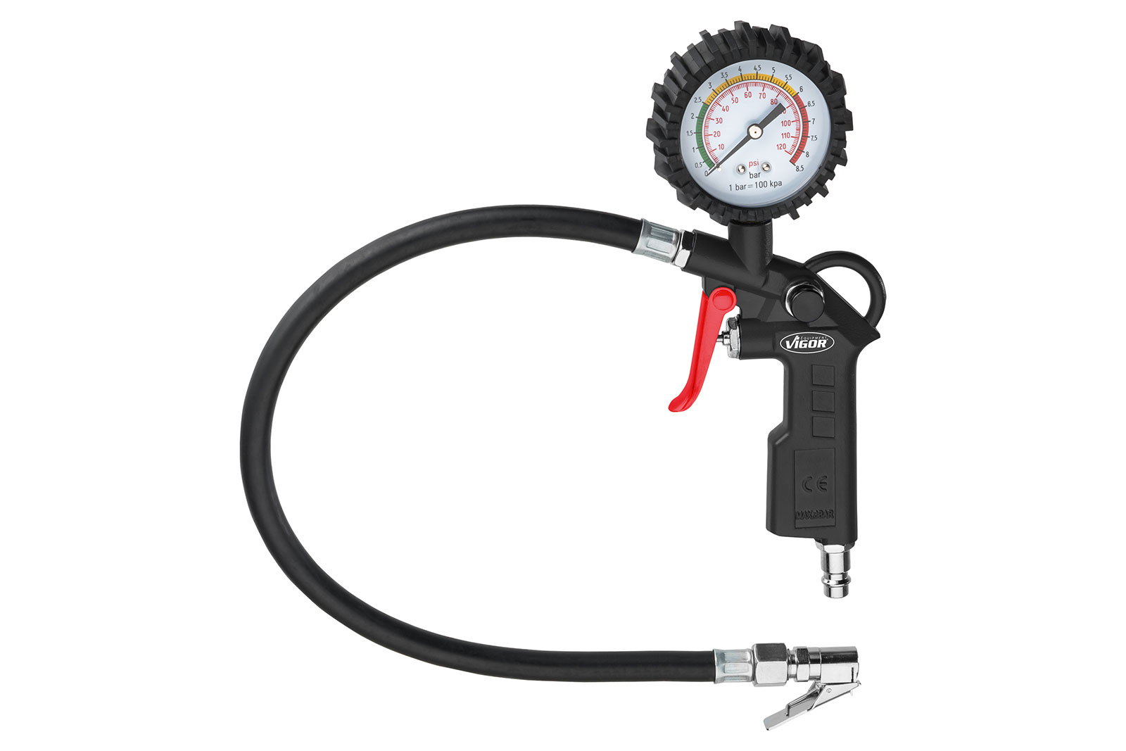 Vigor Druckluft-Reifenfüllmesser mit ergonomischem Griff. V6905