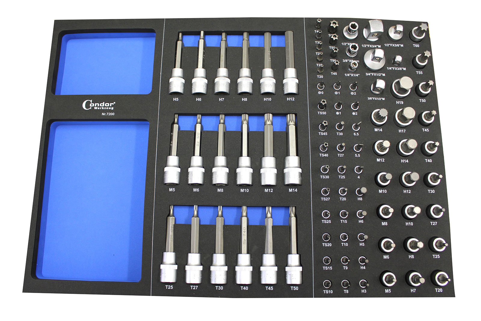 CONDOR Steckschlüssel-Sortiment, 87-tlg. für Werkstattwagen 7200
