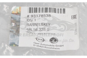 93178538 Schließzylinder, Zündschloss Opel