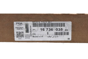 1673603580 Bremsbelagsatz, Scheibenbremse Citroen / Peugeot / Opel