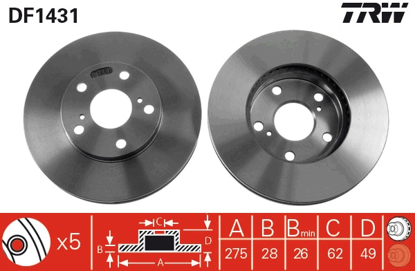 Bremsscheibe TRW DF1431