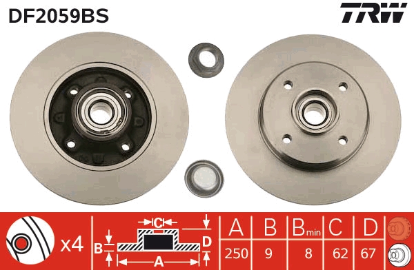 Bremsscheibe TRW DF2059BS