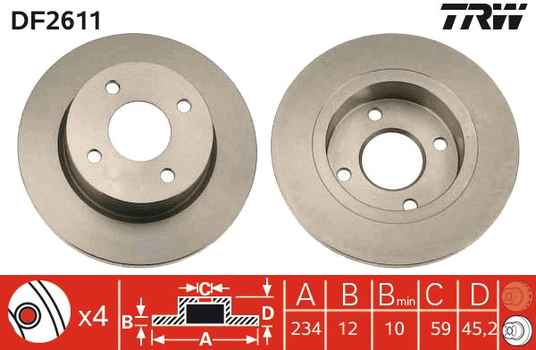Bremsscheibe TRW DF2611