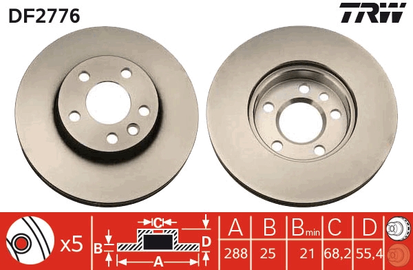Bremsscheibe TRW DF2776