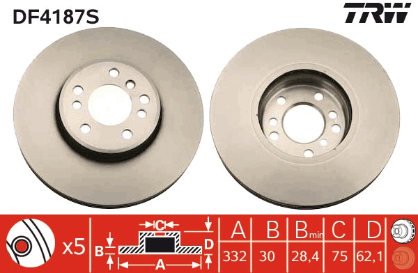 Bremsscheibe TRW DF4187S