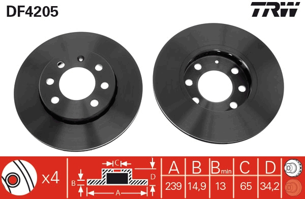 Bremsscheibe TRW DF4205