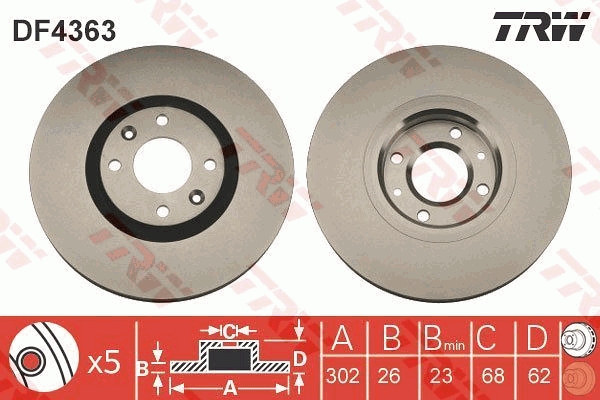 Bremsscheibe TRW DF4363
