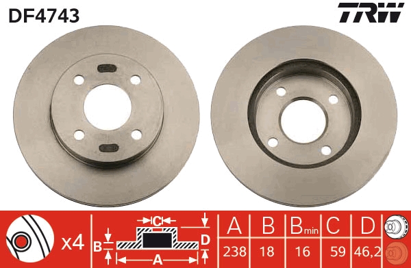 Bremsscheibe TRW DF4743