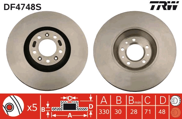 Bremsscheibe TRW DF4748S