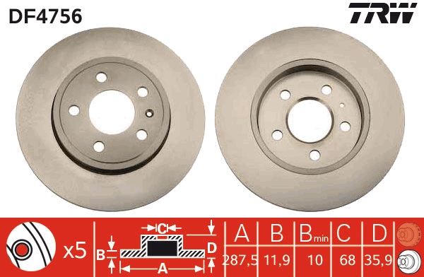 Bremsscheibe TRW DF4756