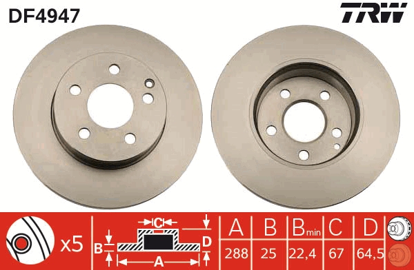 Bremsscheibe TRW DF4947