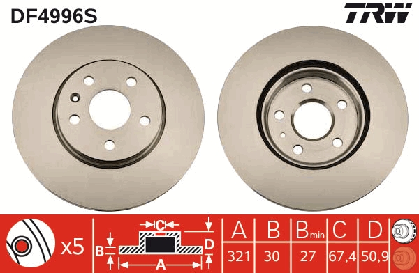 Bremsscheibe TRW DF4996S