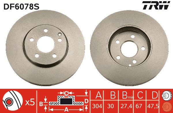 Bremsscheibe TRW DF6078S
