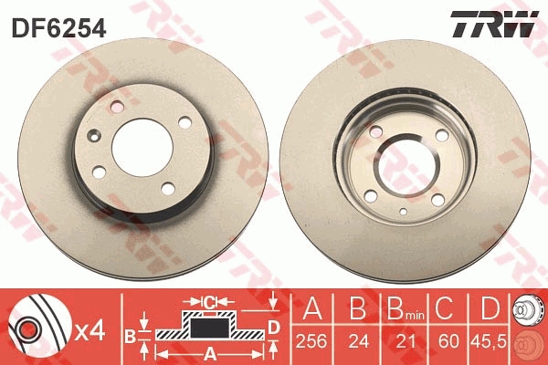 Bremsscheibe TRW DF6254