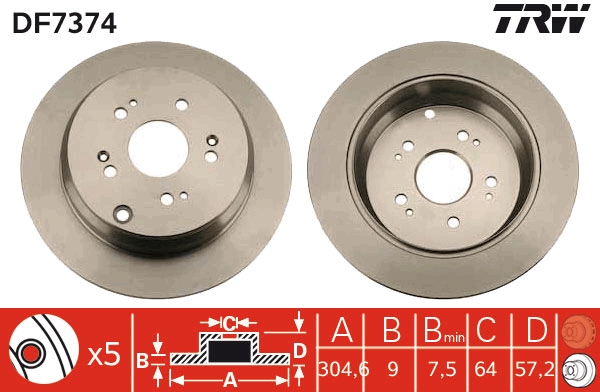 Bremsscheibe TRW DF7374