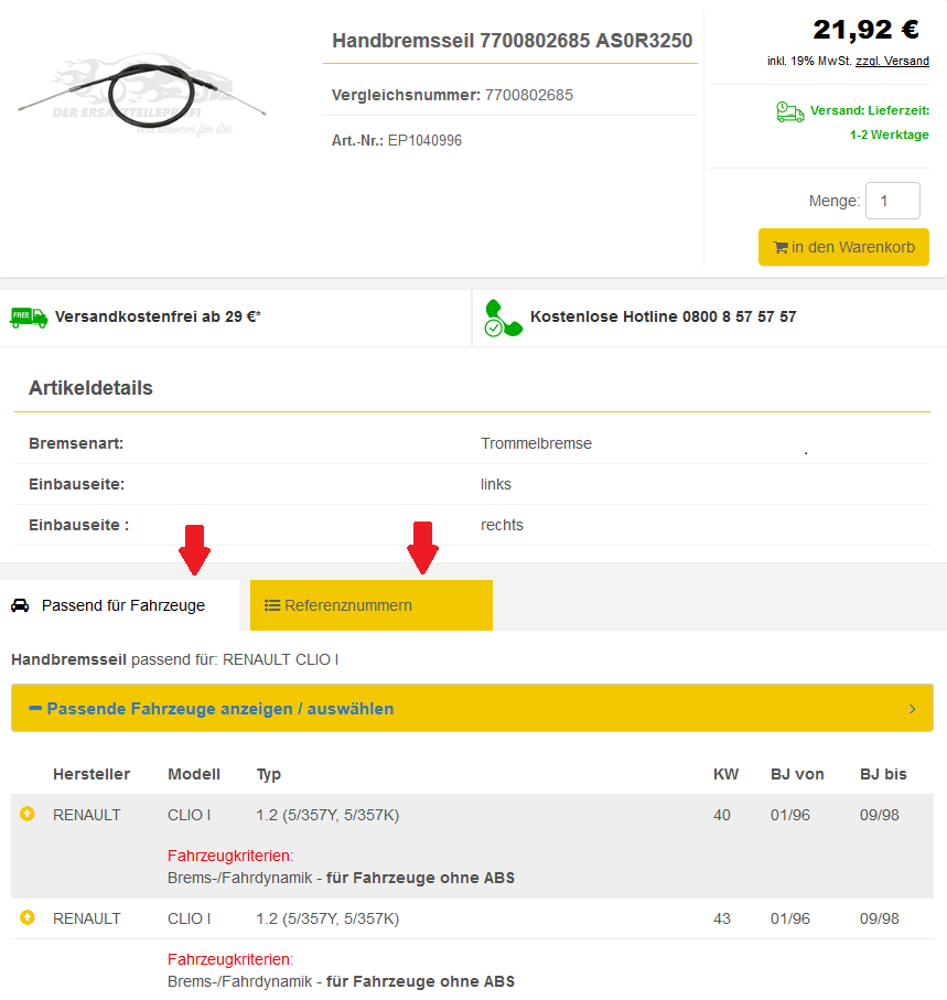 Passendes Autoteil