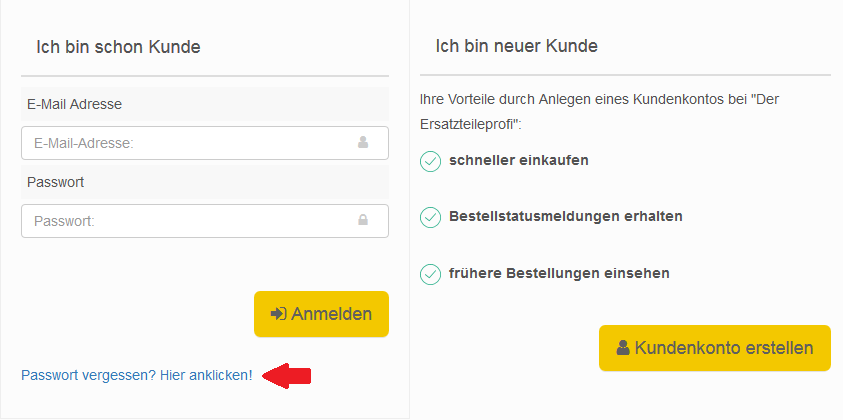 Passwort vergessen