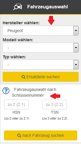 Fahrzeugauswahl