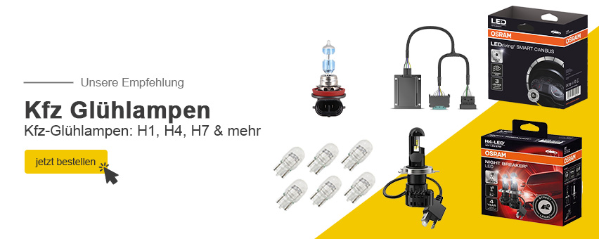 Unsere Empfehlung: Kfz Glühlampen H1, H4, H7 und mehr - jetzt bestellen