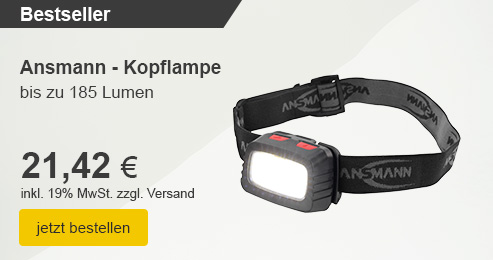 Unser Bestseller: Ansmann Kopflampe