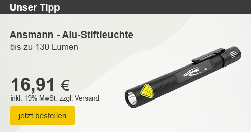 Unser Tipp: Ansmann Alu-Stiftleuchte
